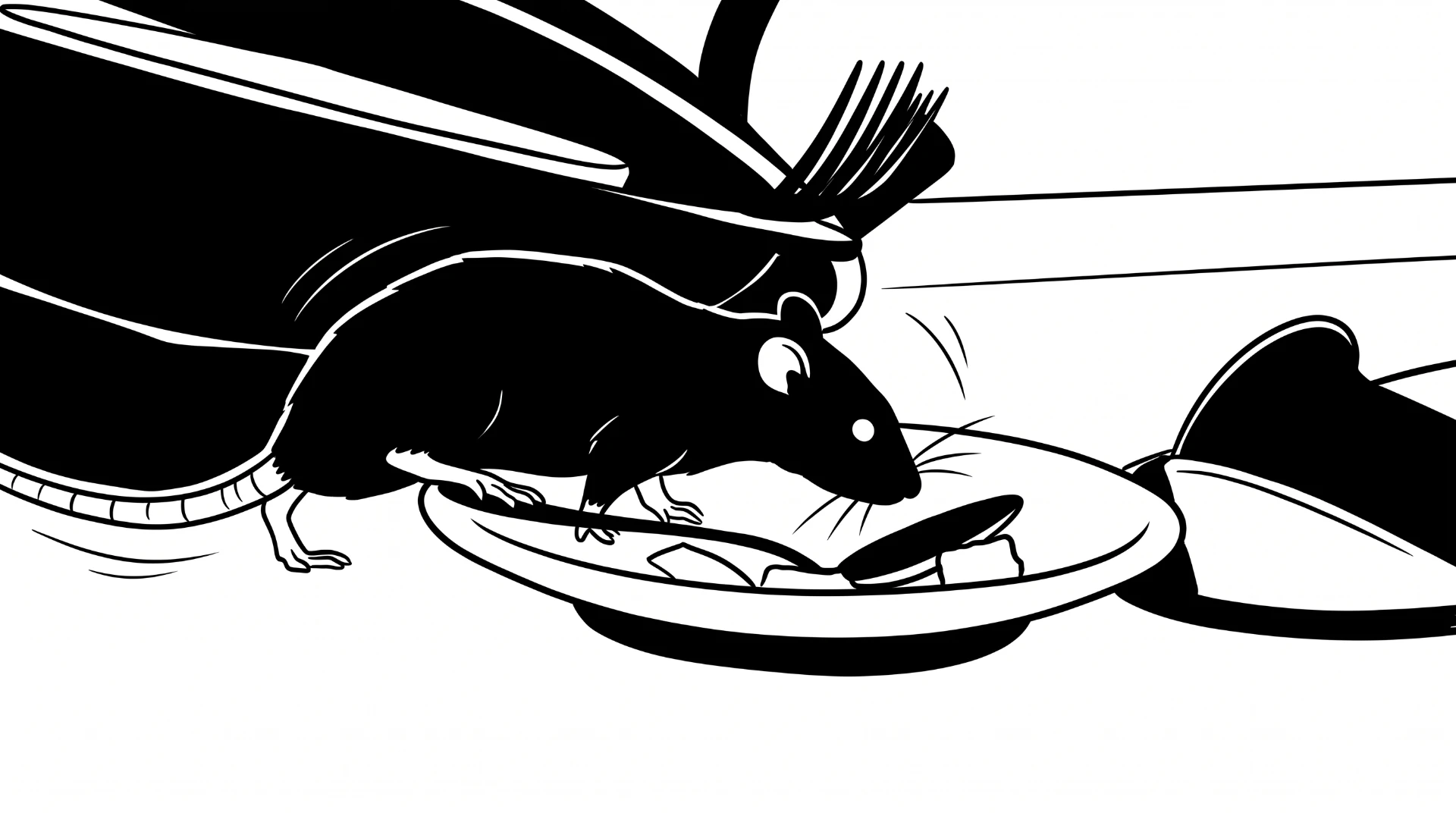 Rat sur une assiette dans une cuisine